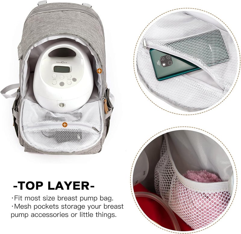 MOMIGO Breast Pump Backpack - Grey - Image 3